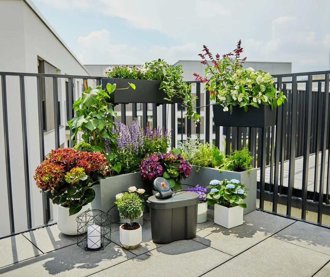 GARDENA (13301) Solar-Powered AquaBloom Garden Irrigation Sprinkler Kit with Water Tank: Water up to 20 Potted Plants with Adjustable drip Irrigation System for Automatic Watering of Patio Plants. - Image 3